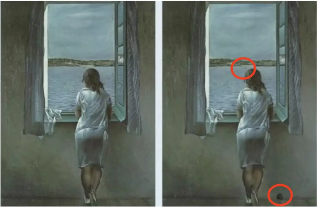 painting of a woman looking out the window