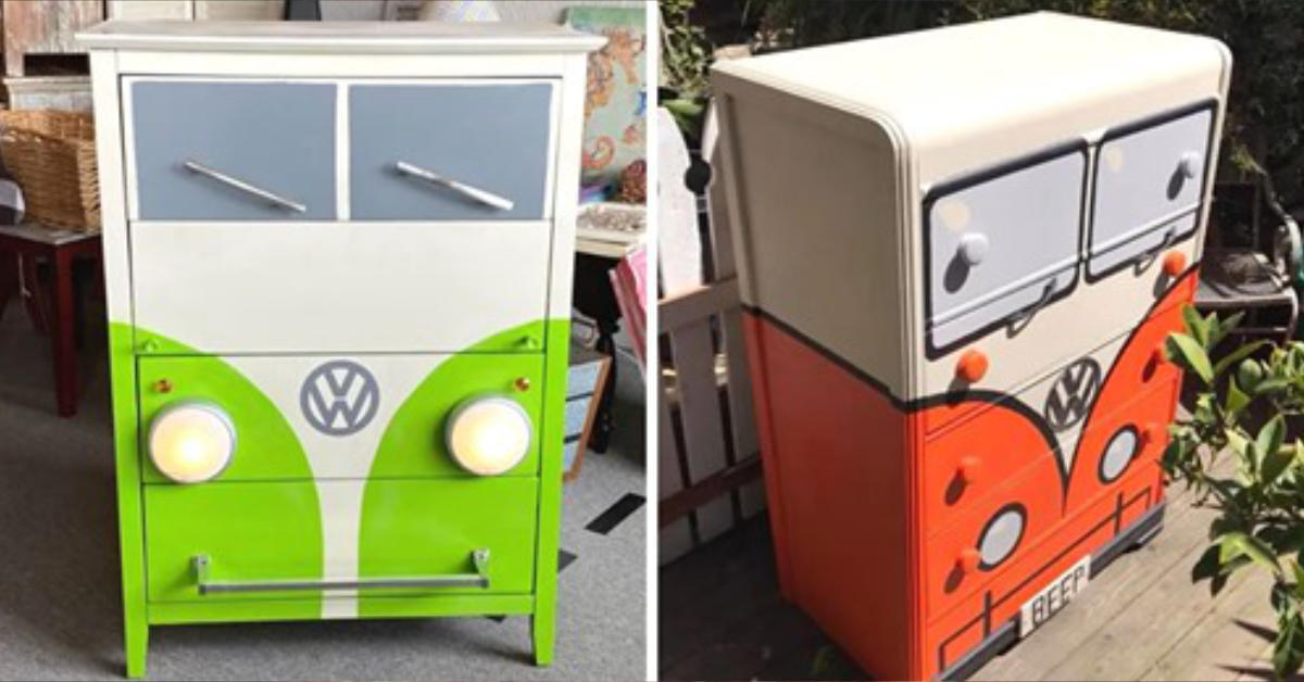 People Are Painting Dressers To Look Like Vintage Volkswagen Buses