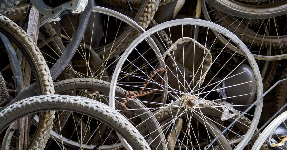 several bike wheels