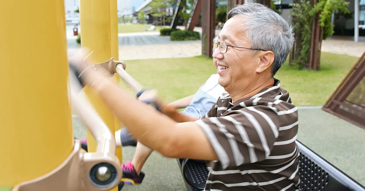 senior man using an Elder Playgrounds