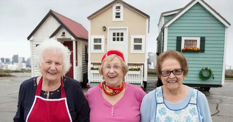 seniors with their tiny homes