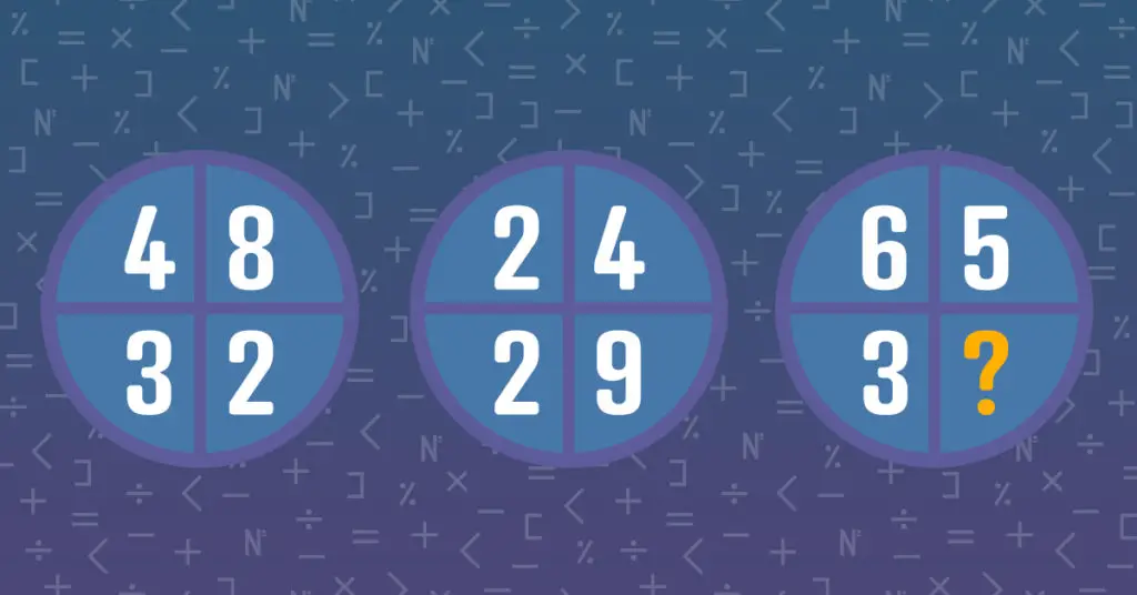 number quick with circles containing 4 numbers 