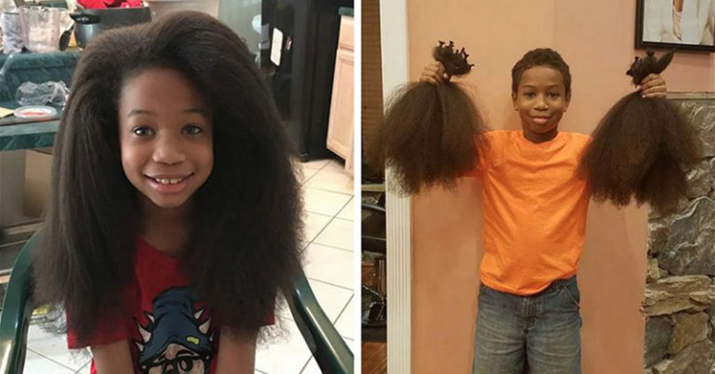 At 10 years old, boy who spent two years growing his hair, donates it to make wigs for kids with cancer - Featured image