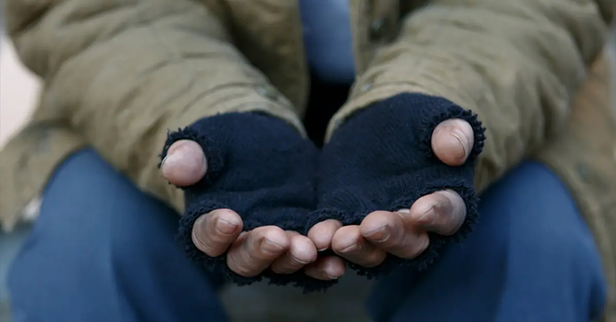 homeless man's hands