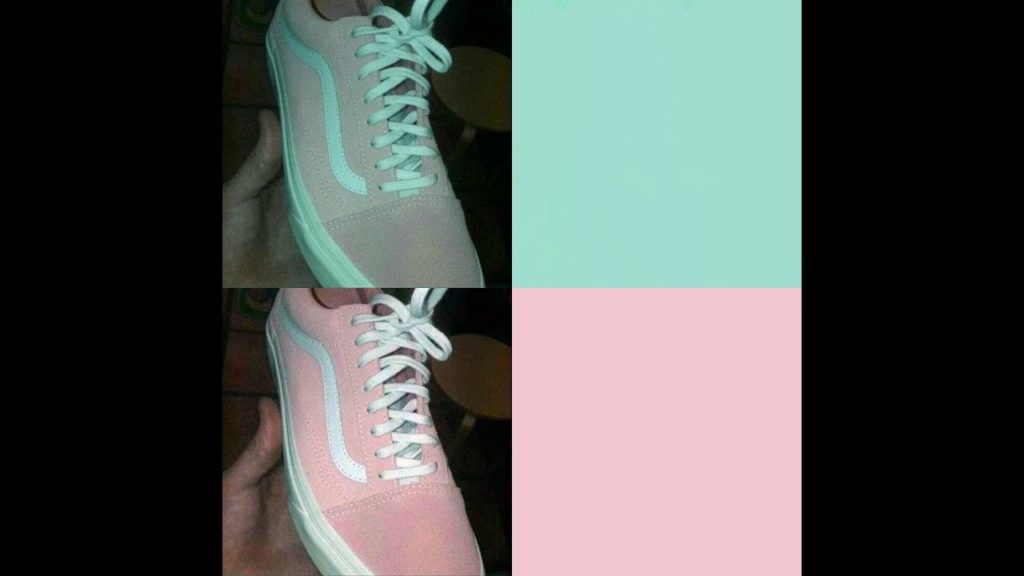 green and pink van shoe