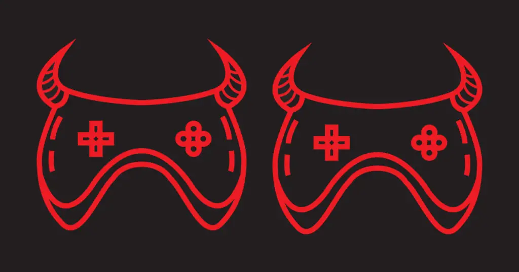 illustration of gaming remotes with devil horns