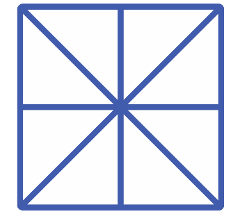 brain teaser of a square containing multiple triangles