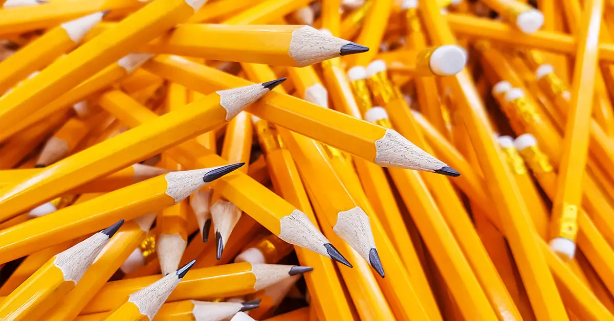 pile of traditional yellow colored pencils