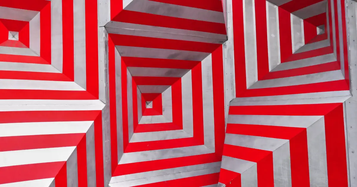 illusion with various red lines in square patterns