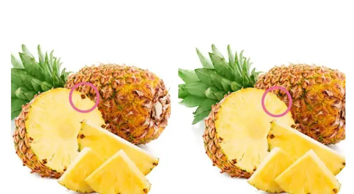 spot the difference between the two sliced pineapples