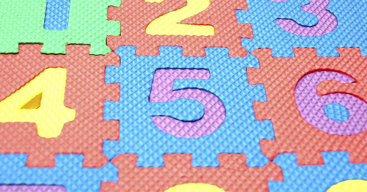 multicolor interlocking foam tiles with numbers on them