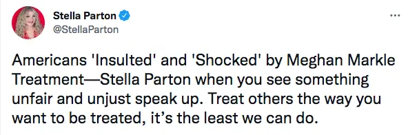 Stella Parton makes a tweet in defense of Meghan Markle.