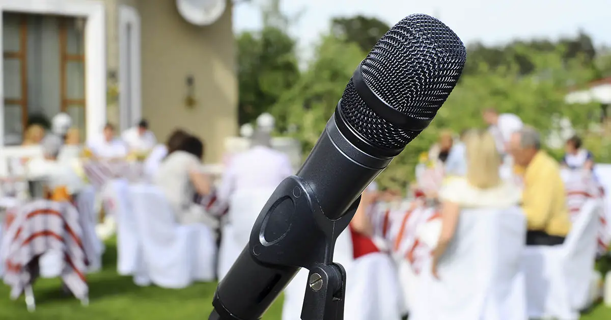 microphone set up at wedding