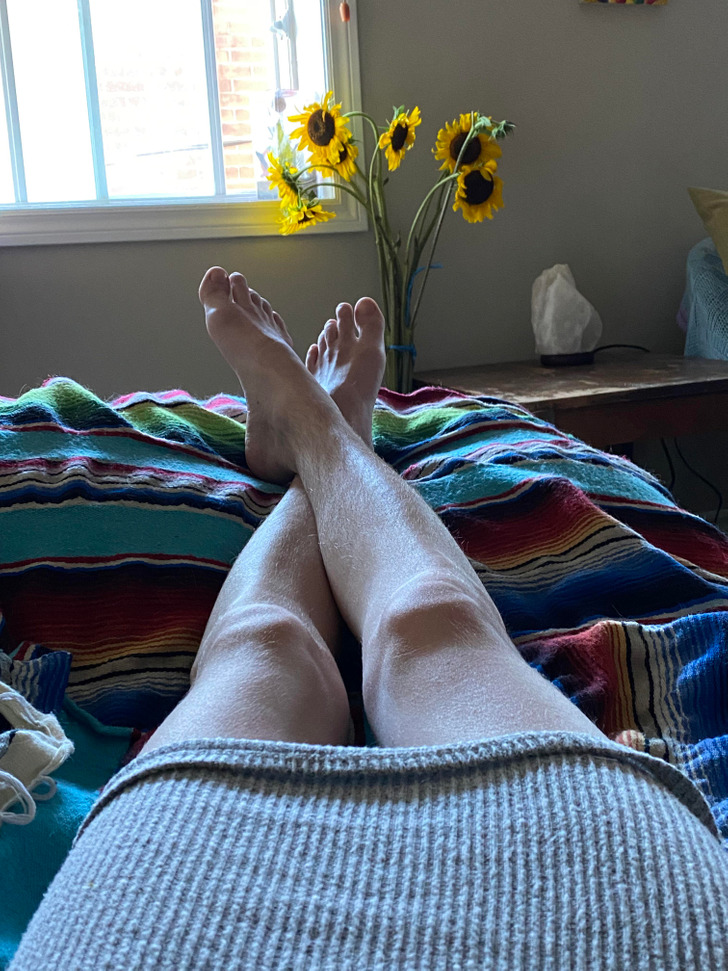 Kicking it back, normalizing leg hair