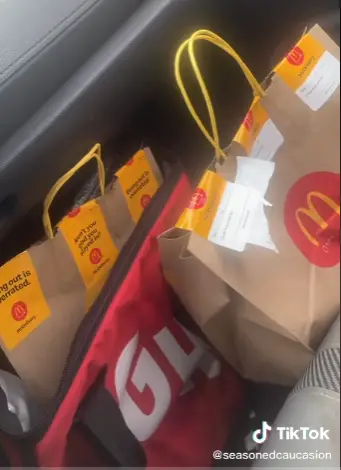 McDonald's food in carrier bags