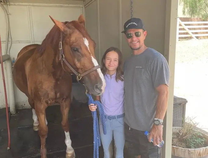 Mark Wahlberg and daughter with horse