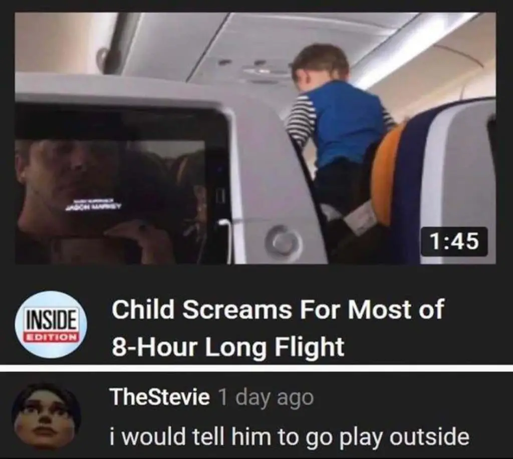 child on flight meme