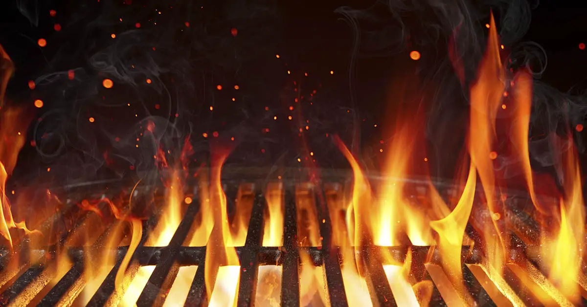 open flames on BBQ