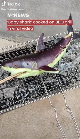 baby shark on barbecue.