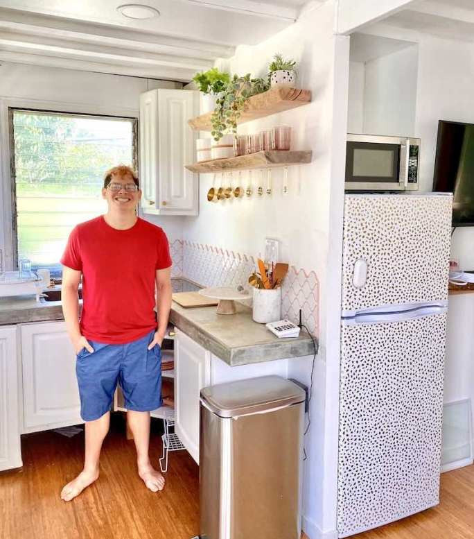 Chris Chou in his new backyard cottage