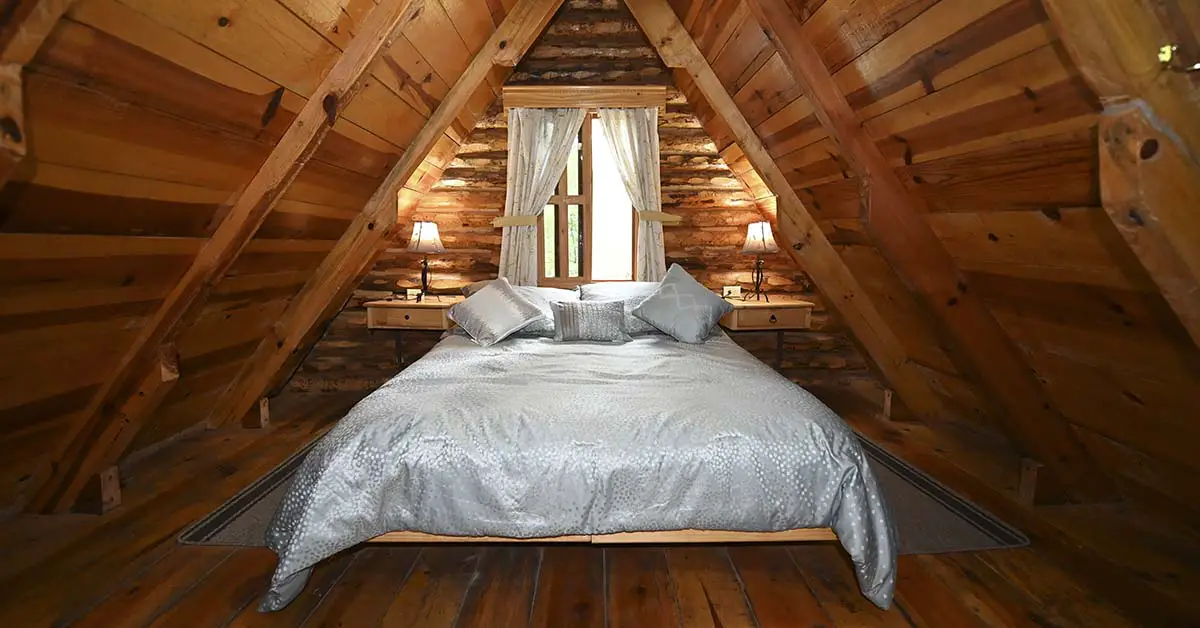 bed in attic room