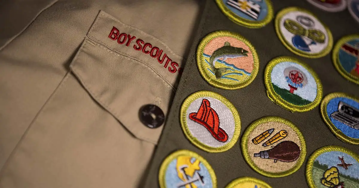 boy scouts sash with various patches