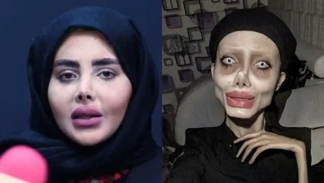 Zombie Angelina Jolie and her real face