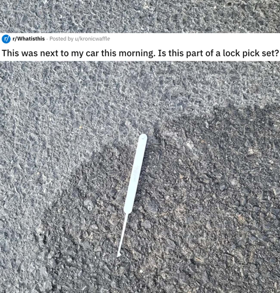 Weird object found next to someone's car