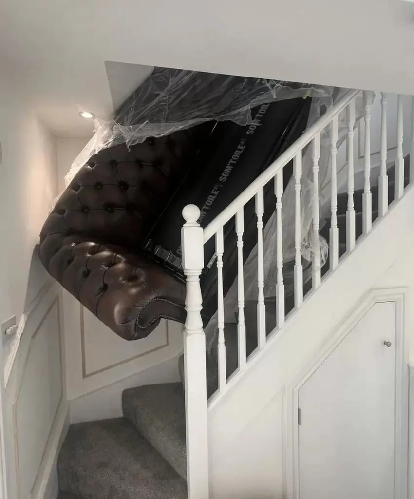 Sofa stuck in stairwell