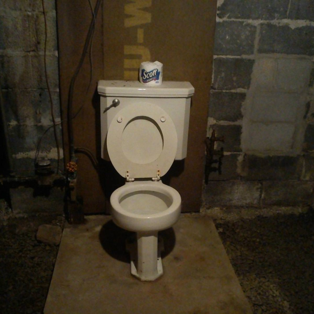 A Lone Toilet In A Basement