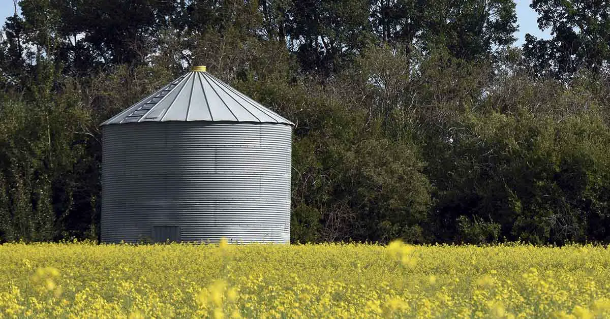 grain silo in field