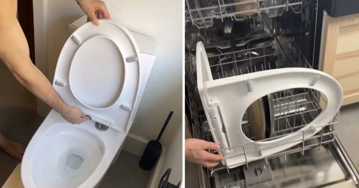 Man sparks debate after putting his toilet seat through the dishwasher