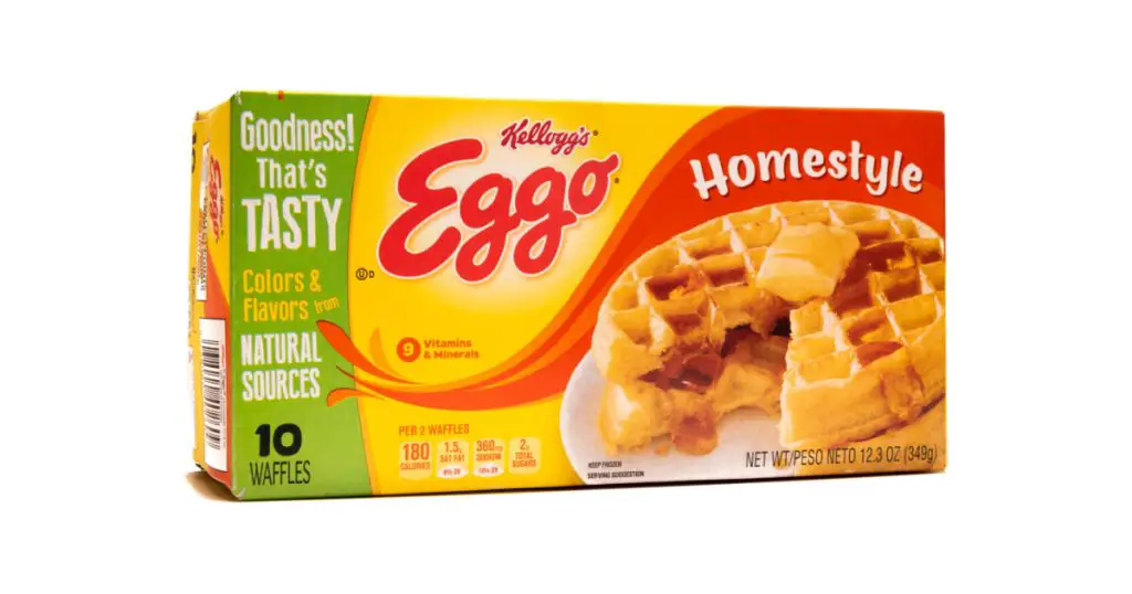 April 10, 2018: Conceptual Editorial of Eggo Waffles Box on White
