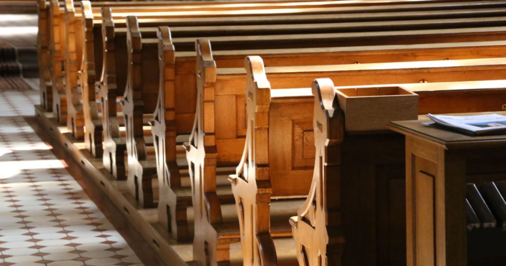 Church wooden bench