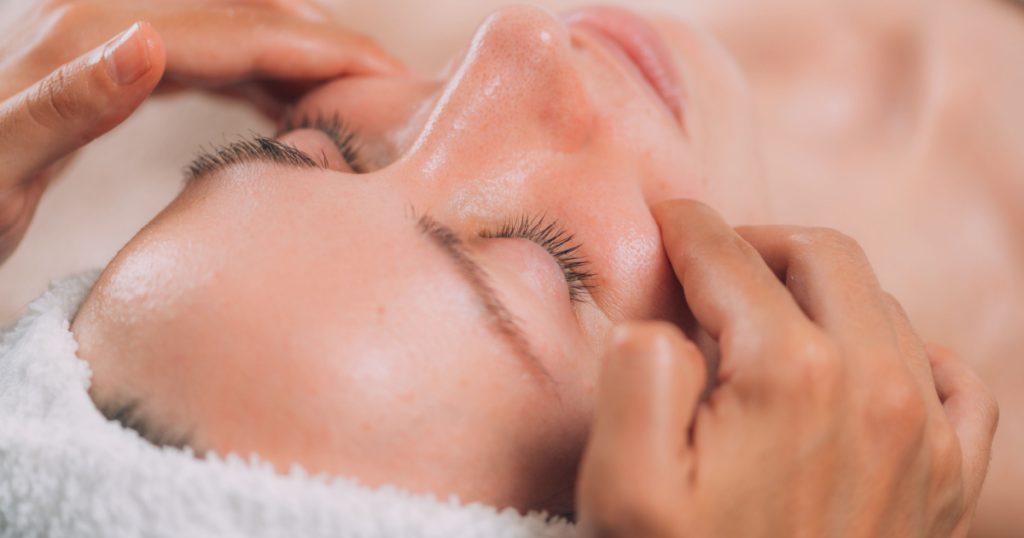 woman getting beauty industry facial 