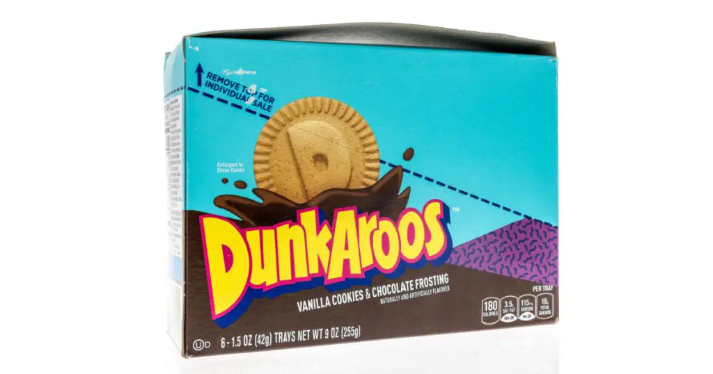 Winneconne, WI -30 March 2021: A package of Dunkaroos vanilla cookes with chocolate frosting on an isolated background
