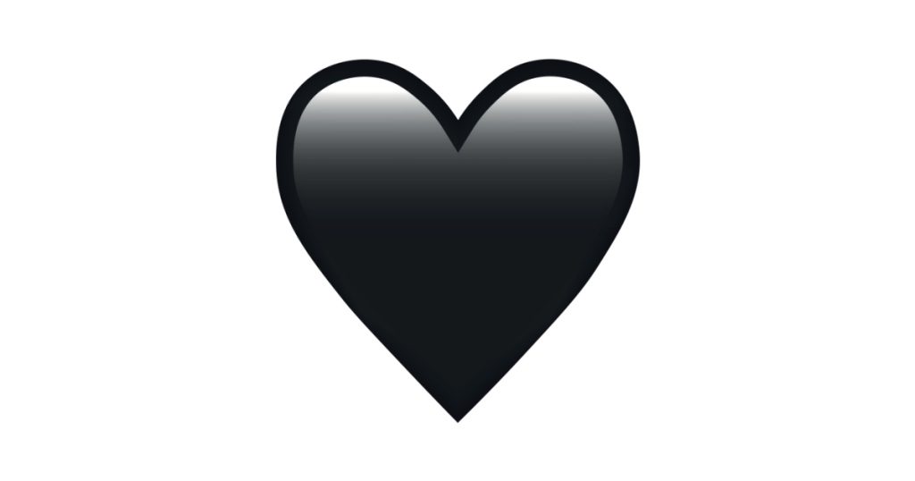Black heart emoji isolated on white background. Emoticons symbol modern, simple, vector, printed on paper. icon for website design, mobile app, and UI. Vector Illustration
