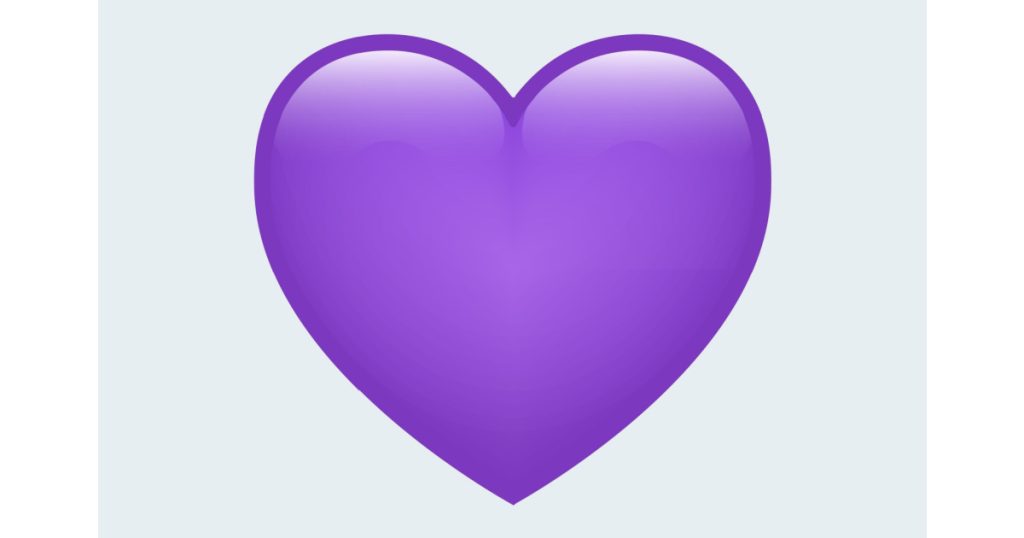 Purple heart emoji isolated on white background. Emoticons symbol modern, simple, vector, printed on paper. icon for website design, mobile app, and UI. Vector Illustration
