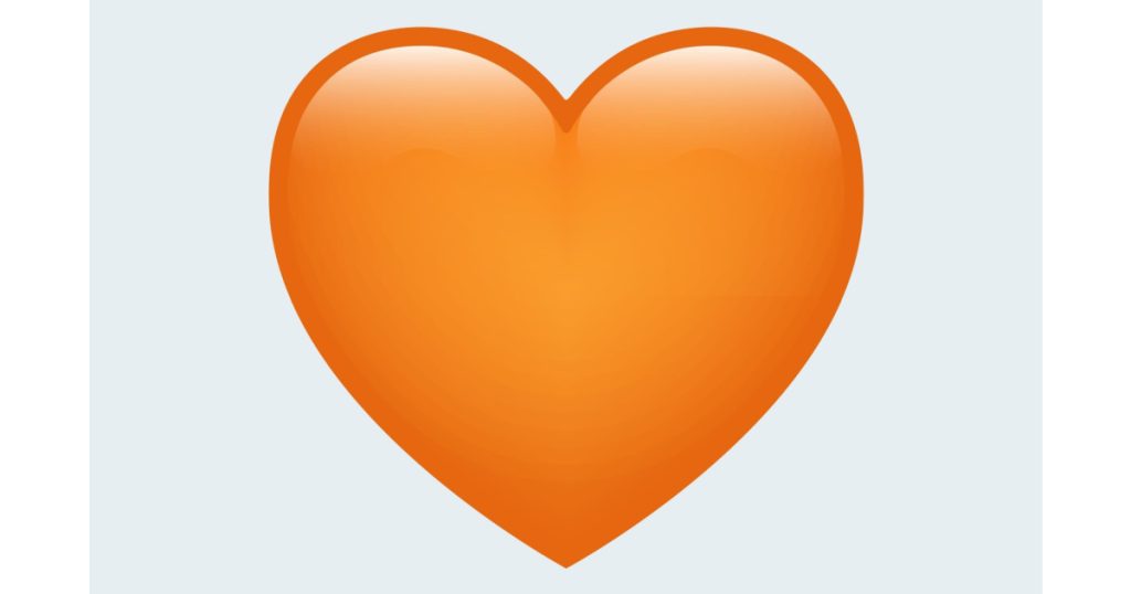 Orange heart emoji isolated on white background. Emoticons symbol modern, simple, vector, printed on paper. icon for website design, mobile app, and UI. Vector Illustration
