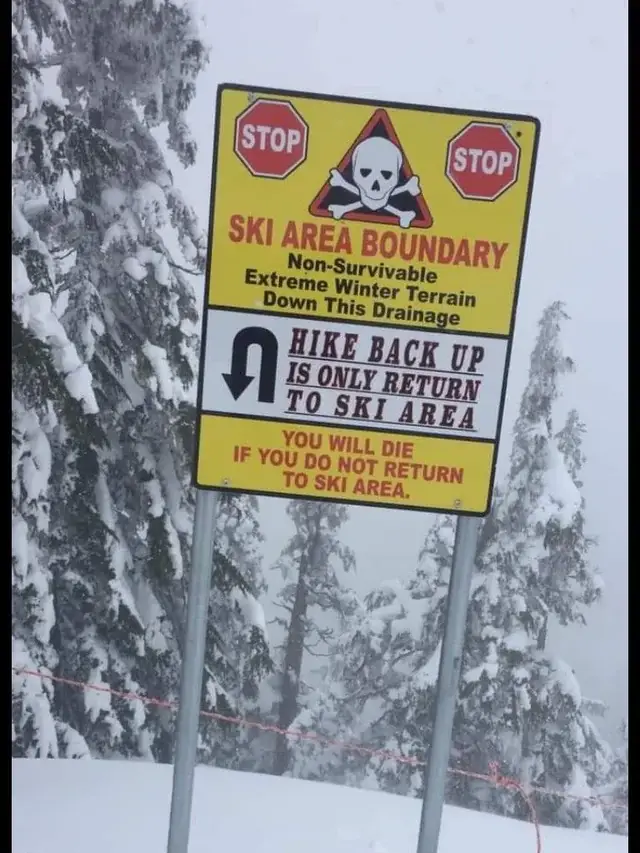 warning sign on hike
