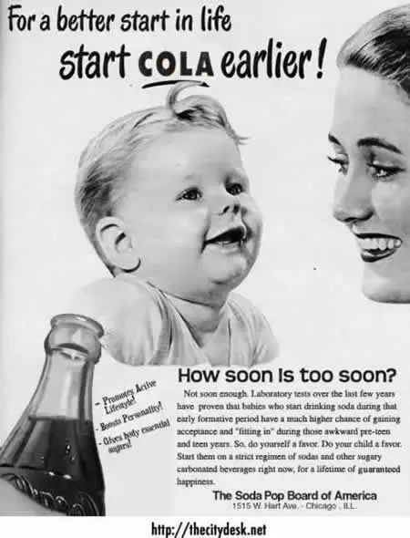 Coca-Cola ad suggesting it could be given to infants