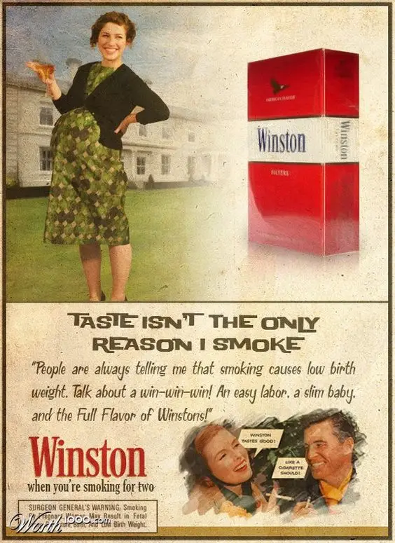 Winston cigarette ad marketed to pregnant women