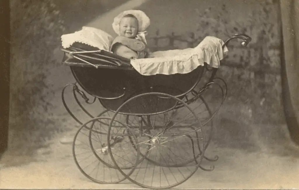 baby in an old pram