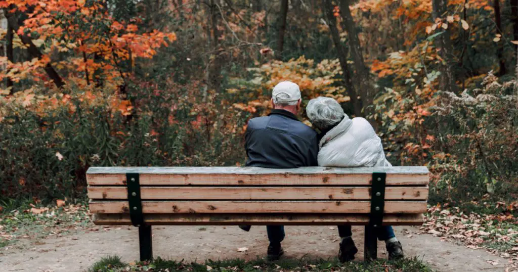 A couple spend their lifetime and falling leaves
