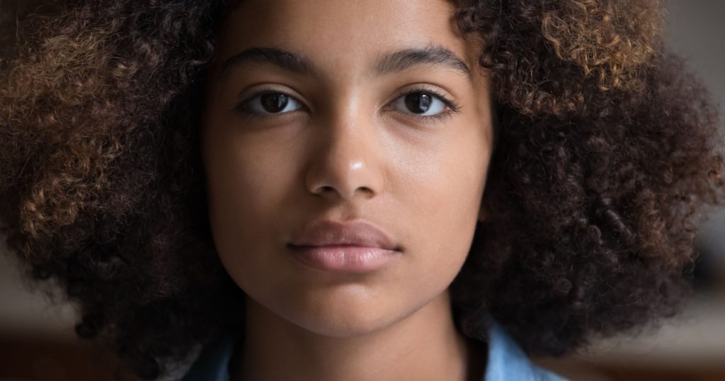 close up woman face