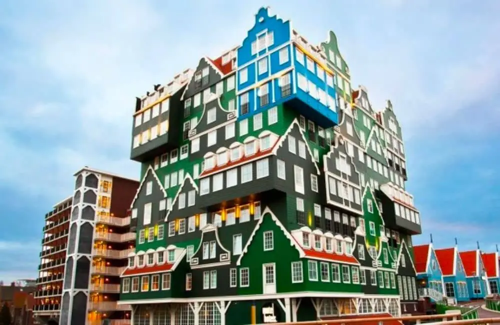 The Inntel Hotels Amsterdam Zaandam is a stacked hotel that offers a unique architectural experience.