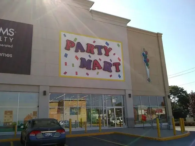 The red letters rearranged spell “Party”, the blue letters rearranged spell “Mart”