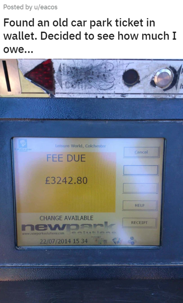 A decade-old unpaid parking ticket