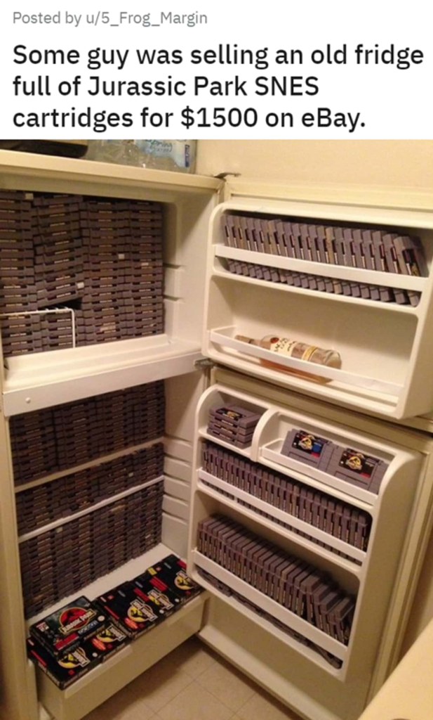 A fridge full of SNES cartridges