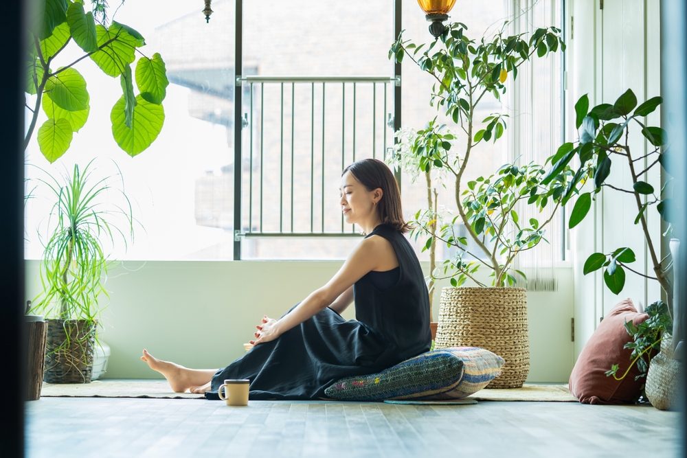woman doing yoga